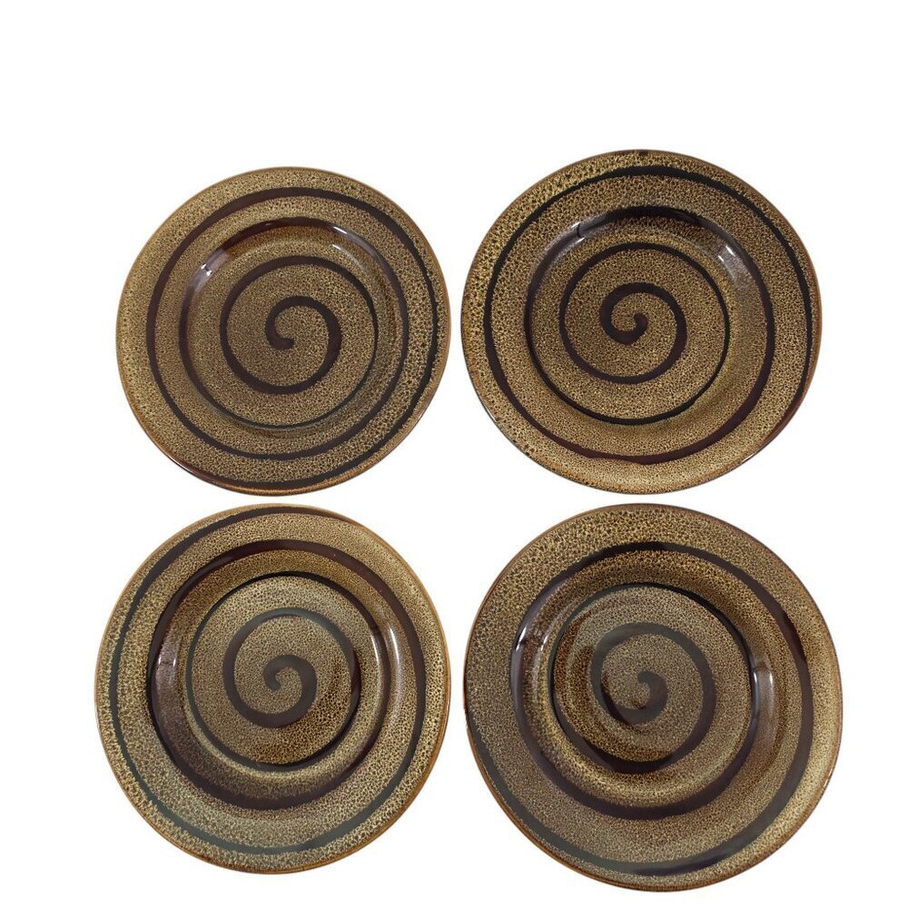 Sakura Port of Call Pinwheel 8” Stoneware Salad Luncheon Plates – Set of 4